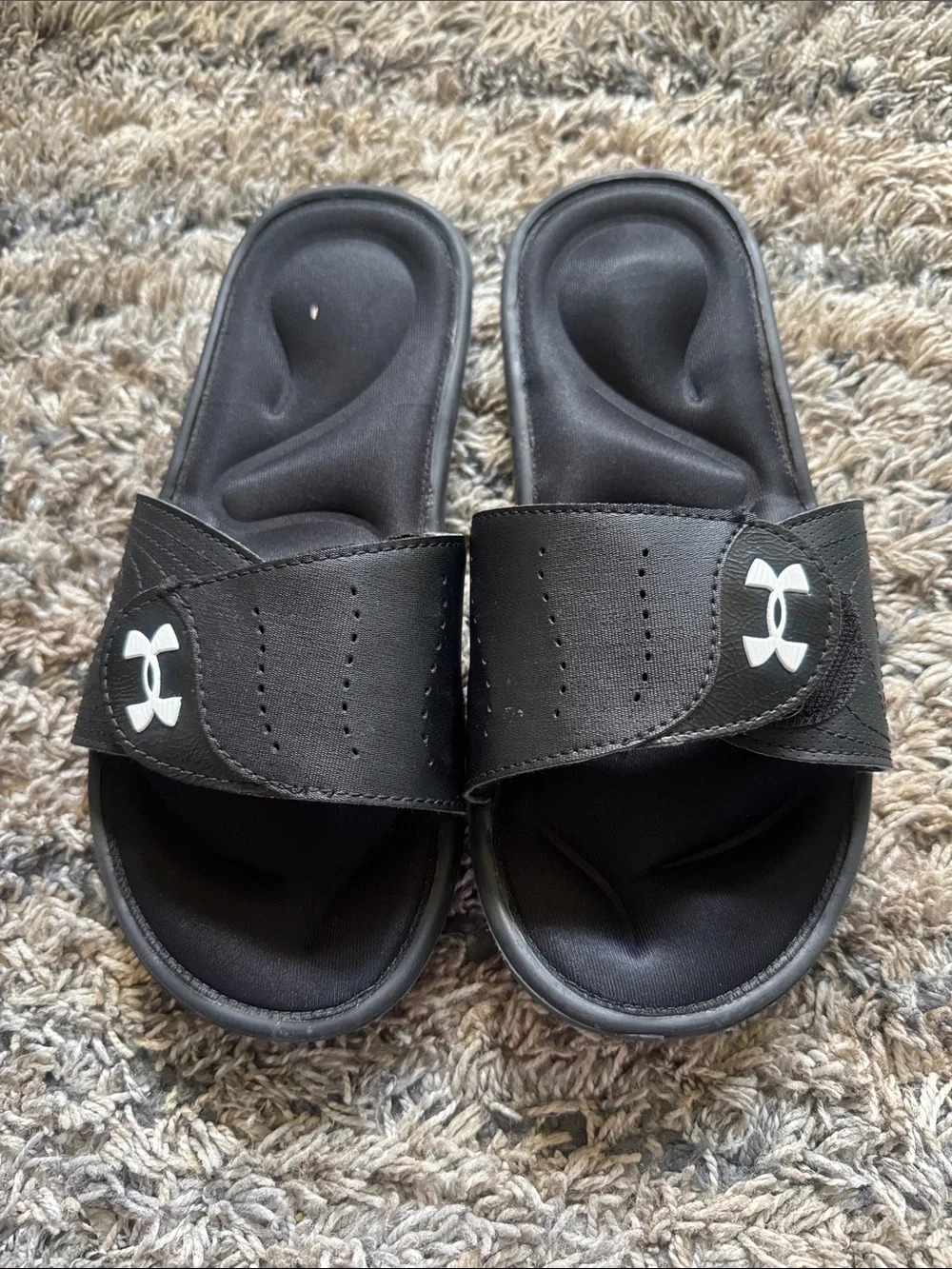 Under Armour Kids Black Slide Sandals with White Logo
